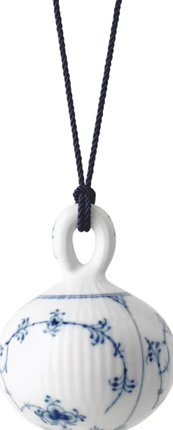 Outlet Musselmalet Riflet Julekugle 9,5 cm Juletræspynt