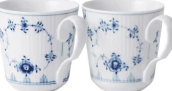 Royal Copenhagen Kopper & Krus>MUSSELMALET RIFLET 2-PAK KRUS 28 CL