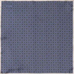 ETON Slips & Accessories>Navy Blue Geometric Silk Pocket Square