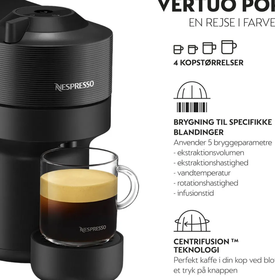 Nespresso Kaffe & Te>Vertuo Pop coffee machine fraDeLonghi, Liquorice Bl