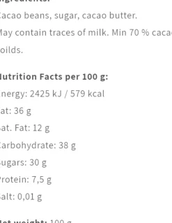 Nicaliso, Nicaragua 70 % Chokolade