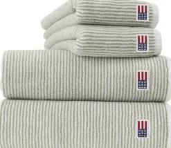 Original Towel White/Vintage Green Striped-Lexington Online