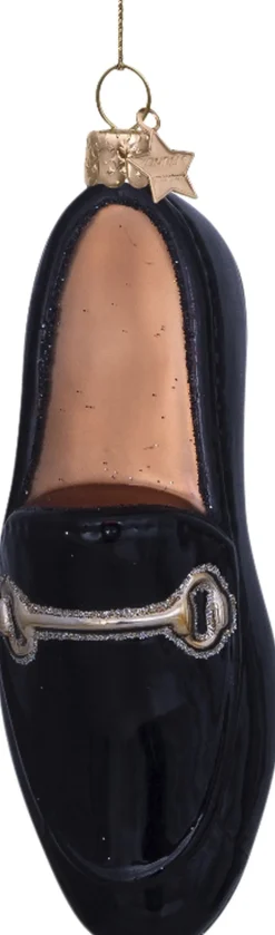 Vondels Juletræspynt>Ornament glass black gold loafer H10cm