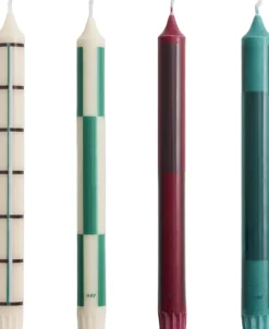 Pattern Candle-Greens and bordeaux, Set of 4-Hay Outlet