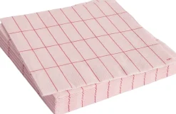 Online Pattern Napkins-Set of 20 Dinner-Light pink and red grid Tilbehør Til Bordet