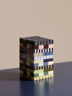 Pattern Napkins-Set of 20 Lunch-Anthracite and bordeaux pillar stripe-Hay Sale