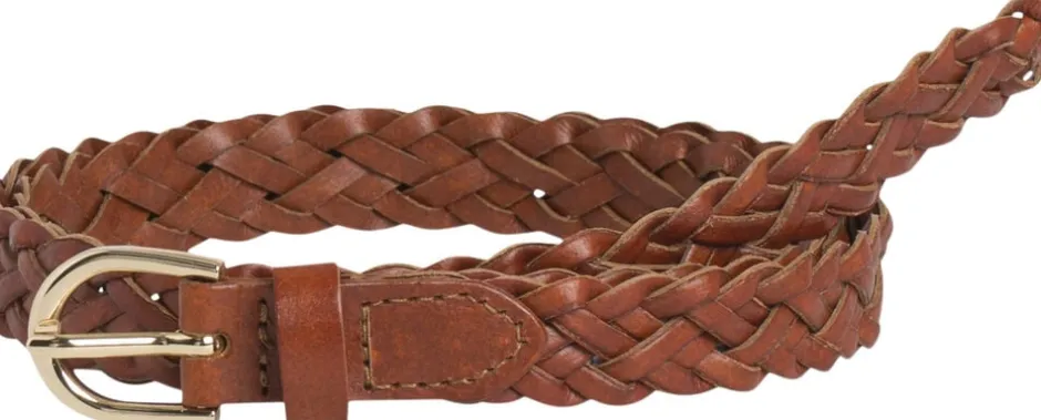 Clearance PCAVERY LEATHER BRAIDED SLIM BELT N Dame Bælter