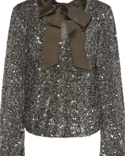 Dame Pieces T-Shirts & Toppe>PCKAM LS DEEP BACK BOW TOP BC