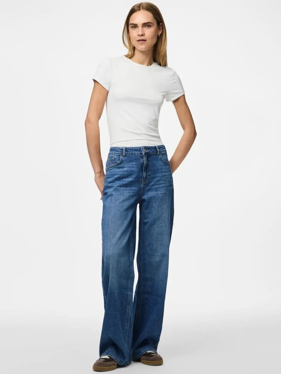 Clearance PCSILKE MW WIDE JEANS MB NOOS Dame Jeans