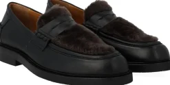 Dame ANGULUS Loafers>Penny loafer med blød pelsdetalje