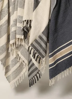 AU Maison Plaider>Plaid, Bandeau-Natur/Sort, 130x180 cm