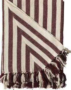 AU Maison Plaider>Plaid, Stribet-Maroon/Natur, 130x180 cm