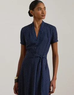 Polka-Dot Belted Crepe Dress-Lauren Ralph Lauren Online