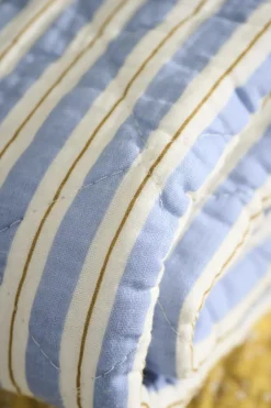 Quilt blå m/hvide og brune striber-Ib Laursen Sale