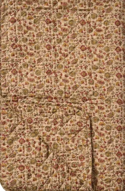 Quilt brun m/røde, orange og grå blomsterranker Plaider
