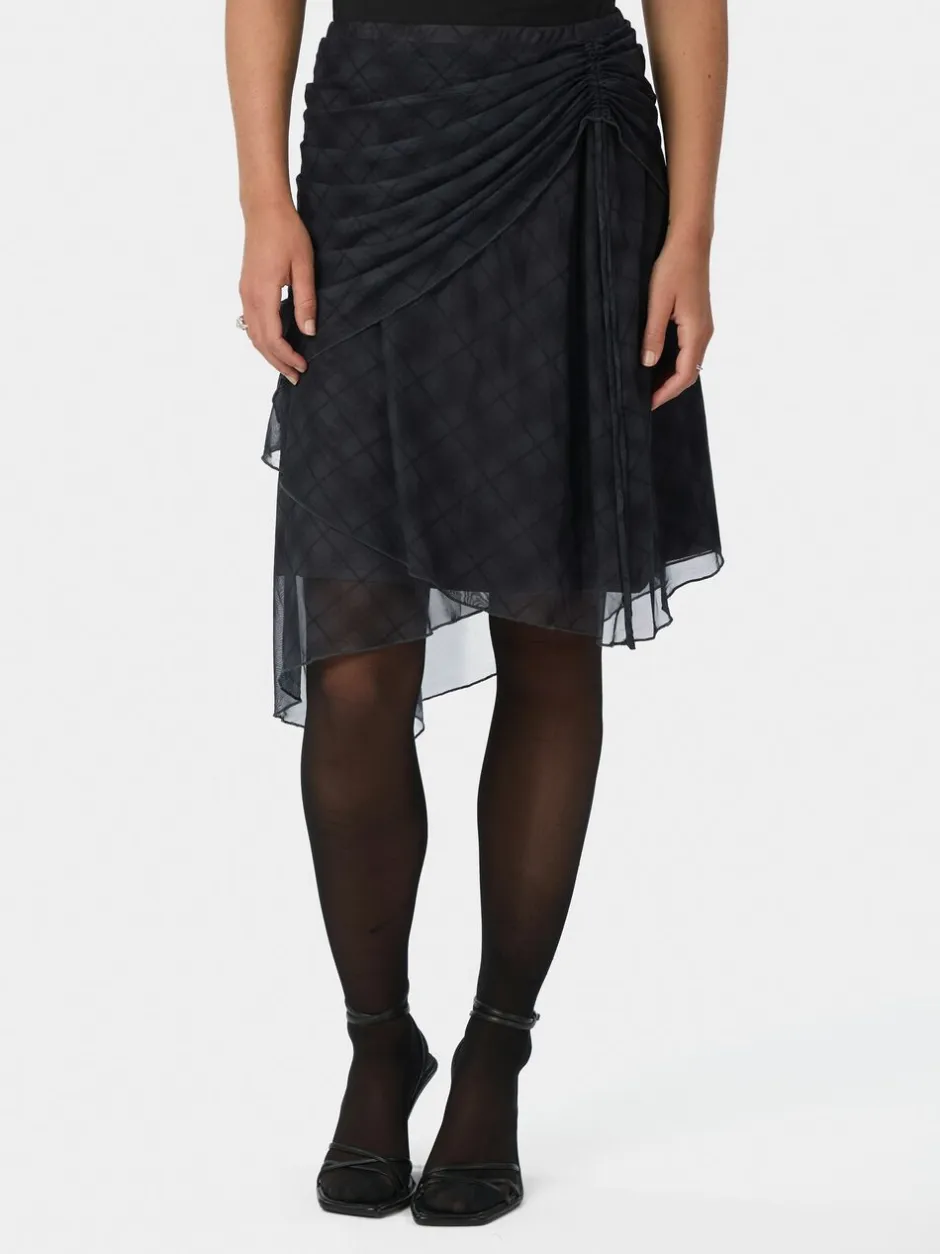 Saffron Check Mesh Skirt-Neo Noir Sale