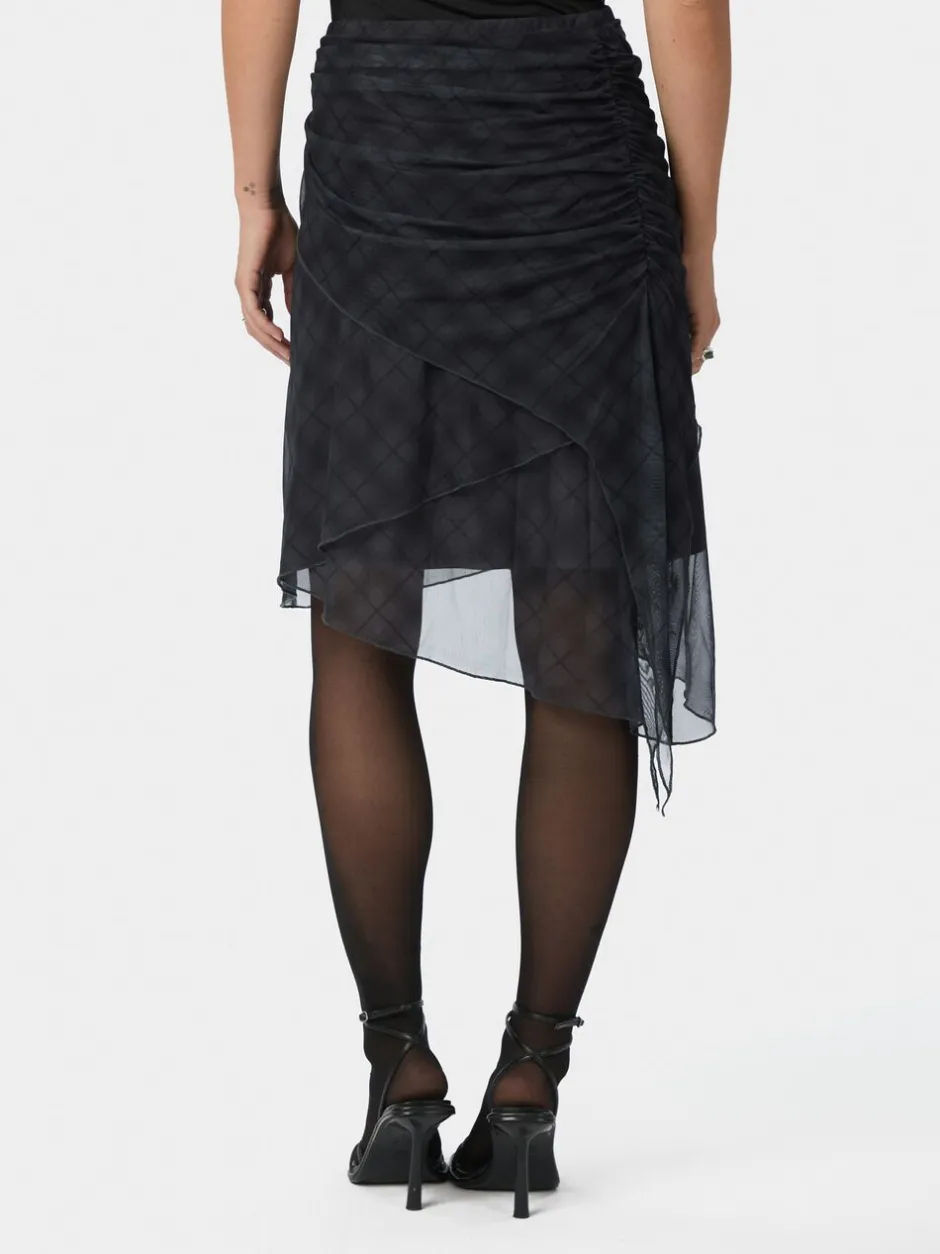 Saffron Check Mesh Skirt-Neo Noir Sale