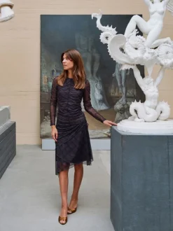 Saffron Check Mesh Skirt-Neo Noir Sale