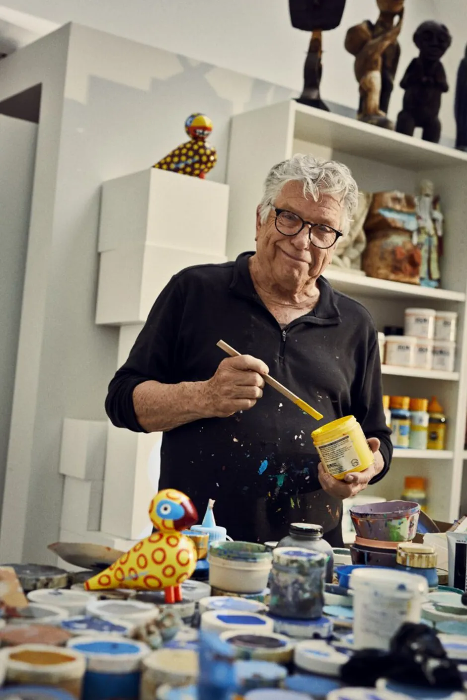 Kay Bojesen Figurer & Skulpturer>Sangfugl x Leif Sylvester 2025 H15. 5 cm blue eyes