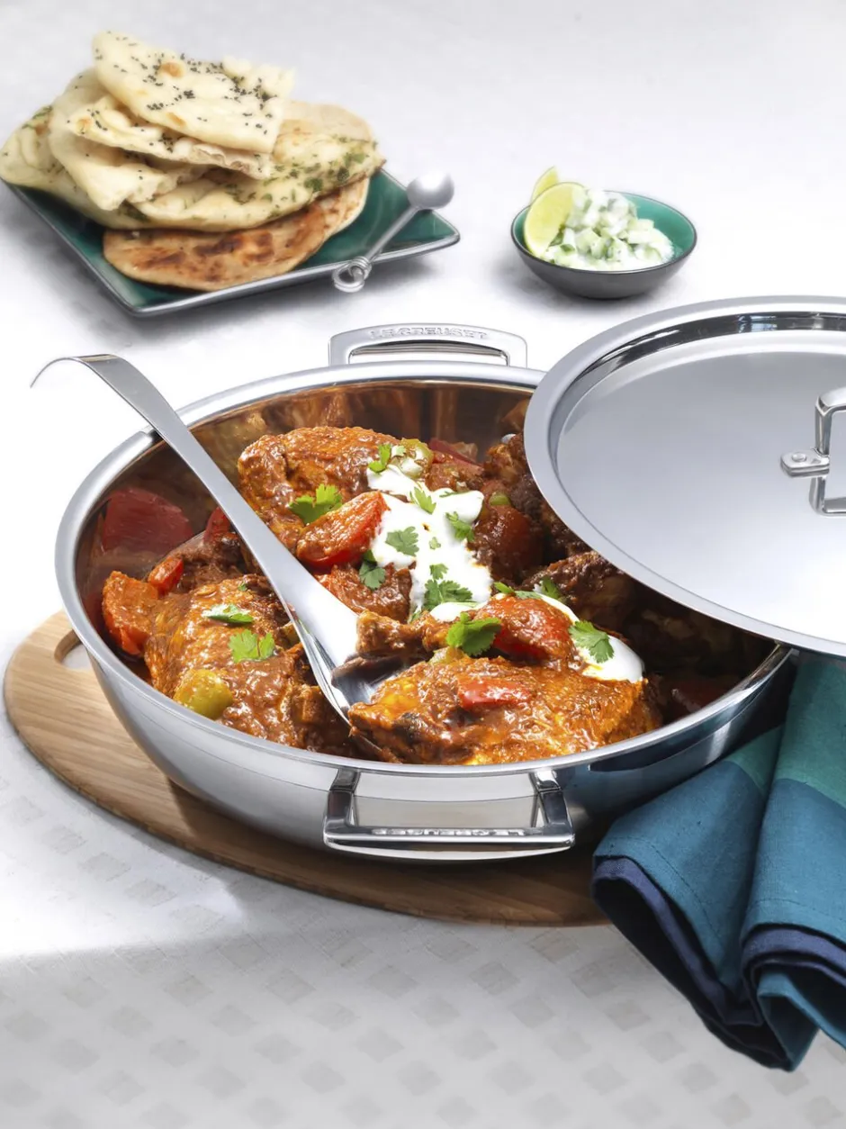 Sautergryde m/ låg 3-ply rustfrit stål-Le Creuset New