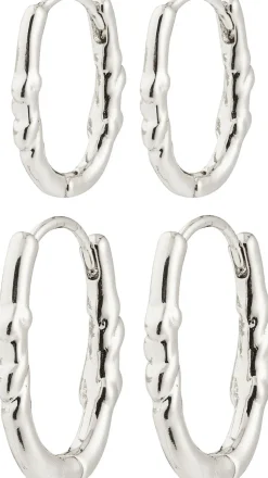 Dame Pilgrim Fest>SENSE hoop øreringe, 2-i-ét sæt, sølvbelagt