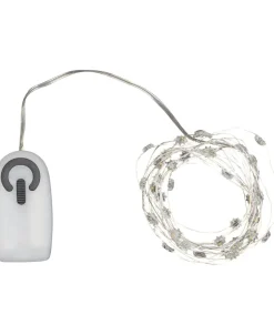 Silke miniblomst lyskæde 40L m/ timer, Klar/sølv-Sirius Sale