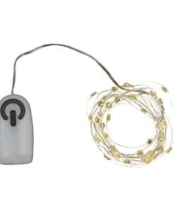 Silke miniblomst lyskæde 40L m/ timer, Klar/sølv-Sirius Sale