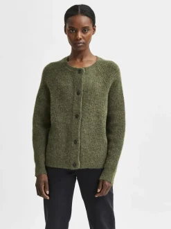 Dame Selected Strik>SLFLULU LS ALPACA BLEND KNIT SHORT CARDIGAN B