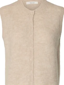 Dame Selected Strik>SLFLULU SL BUTTON O-NECK VEST NOOS