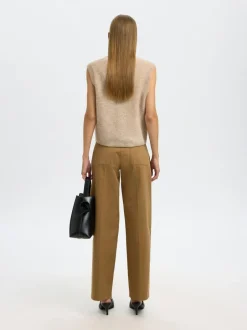 Dame Selected Strik>SLFLULU SL BUTTON O-NECK VEST NOOS