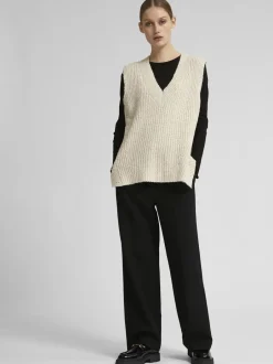 New SLFRITA MW WIDE PANT BLACK N NOOS Dame Bukser