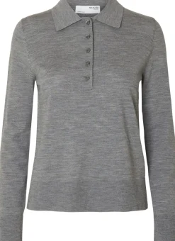 SLFTHEA LS KNIT MERINO COLLAR NECK-Selected Discount