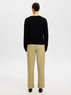 Dame Selected Strik>SLFTHEA LS KNIT MERINO O-NECK NOOS