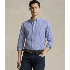 New Slim Fit Striped Stretch Poplin Shirt Skjorter