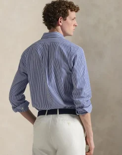 New Slim Fit Striped Stretch Poplin Shirt Skjorter