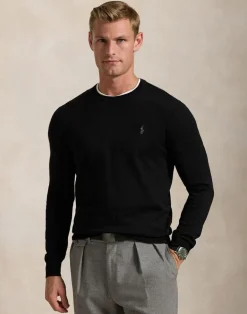 Outlet Slim Fit Washable Wool Crewneck Sweater Strik