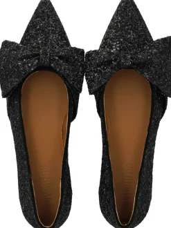 Online Sløjfeballerina i funklende glitter Dame Festsko|Ballerinaer