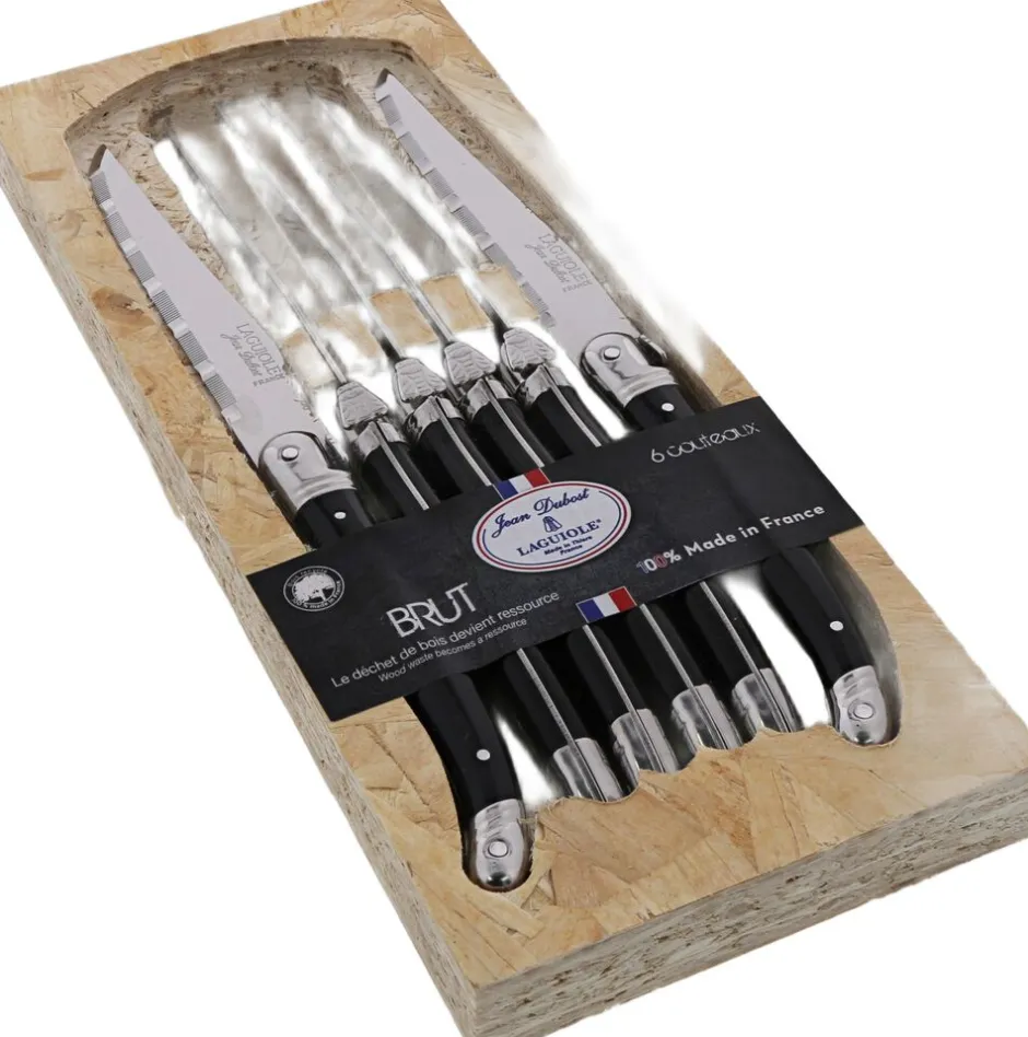 Sæt med seks sorte knive, bladtykkelse 1,2 mm, pakket i en åben OSB-æs-Jean Dubost