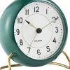 Station bordur grøn/hvid, Ø 11 cm, alarm-Arne Jacobsen Clocks Discount