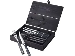 Outlet Steakbestik/grillbestik Old Farmer black 8 dele Sort/Stål Bestik