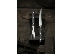 Outlet Steakbestik/grillbestik Old Farmer black 8 dele Sort/Stål Bestik