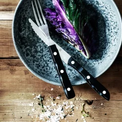 New Steakbestik/grillbestik Old Farmer black 12 dele Sort/Stål Bestik