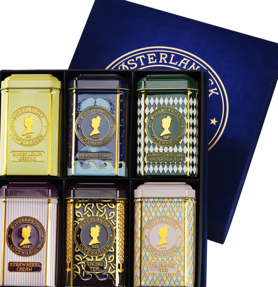 Østerlandsk Gaveæske, 6 stk Tebrevsdåser - Blue-Østerlandsk 1889 Discount