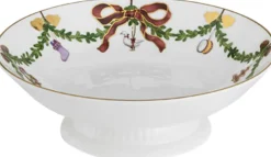 Royal Copenhagen Skåle & Fade|Julestel>Stjerne Riflet Jul 18 cm. skål på fod