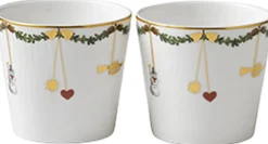 Royal Copenhagen Skåle & Fade|Julestel>Stjerne Riflet Jul 7 cm. skåle 2 stk.