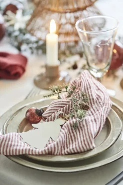 Best Stofserviet dobbeltvævet rød/hvidstribet Tekstiler Til Borddækning|Juleservietter