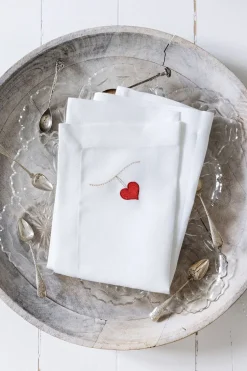 Stofserviet med Broderet Hjerte-Langkilde & Søn Best