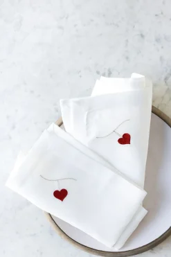 Stofserviet med Broderet Hjerte-Langkilde & Søn Best