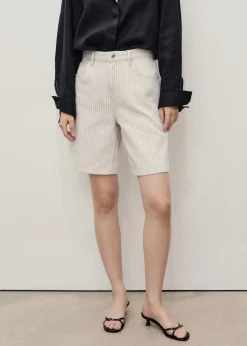 Dame MANGO Shorts>Striped denim shorts