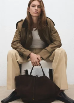 Suede leather shopper bag-MANGO Online